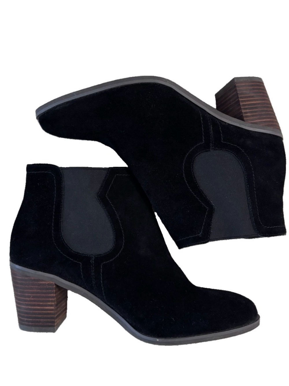 Lucky Brand Black Suede Parsia Boho Ankle Boots 8M EUC